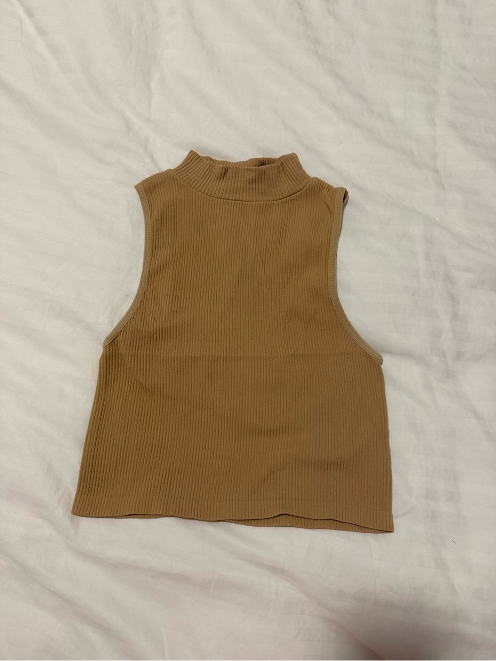 Zara Ribbed Mock Neck Tank - Camel